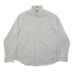 J. Crew Seersucker Shirt Men's XL Pristine White Slim Fit Long Sleeve Button-Up